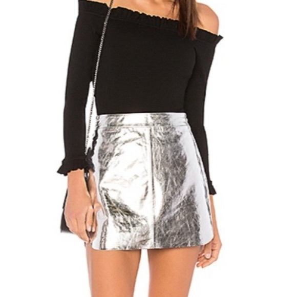 Karina Grimaldi Dresses & Skirts - Karina Grimaldi Learher Mini skirt silver small